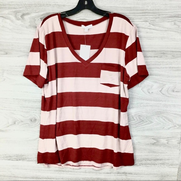 Socialite Tops - Socialite V-Neck Rugby Striped Top NWT